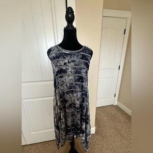 NWOT- Vizio Blue Tie Dye Stripes Dress- Size L